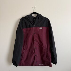 Vans Men's Black and Burgundy Windbreaker